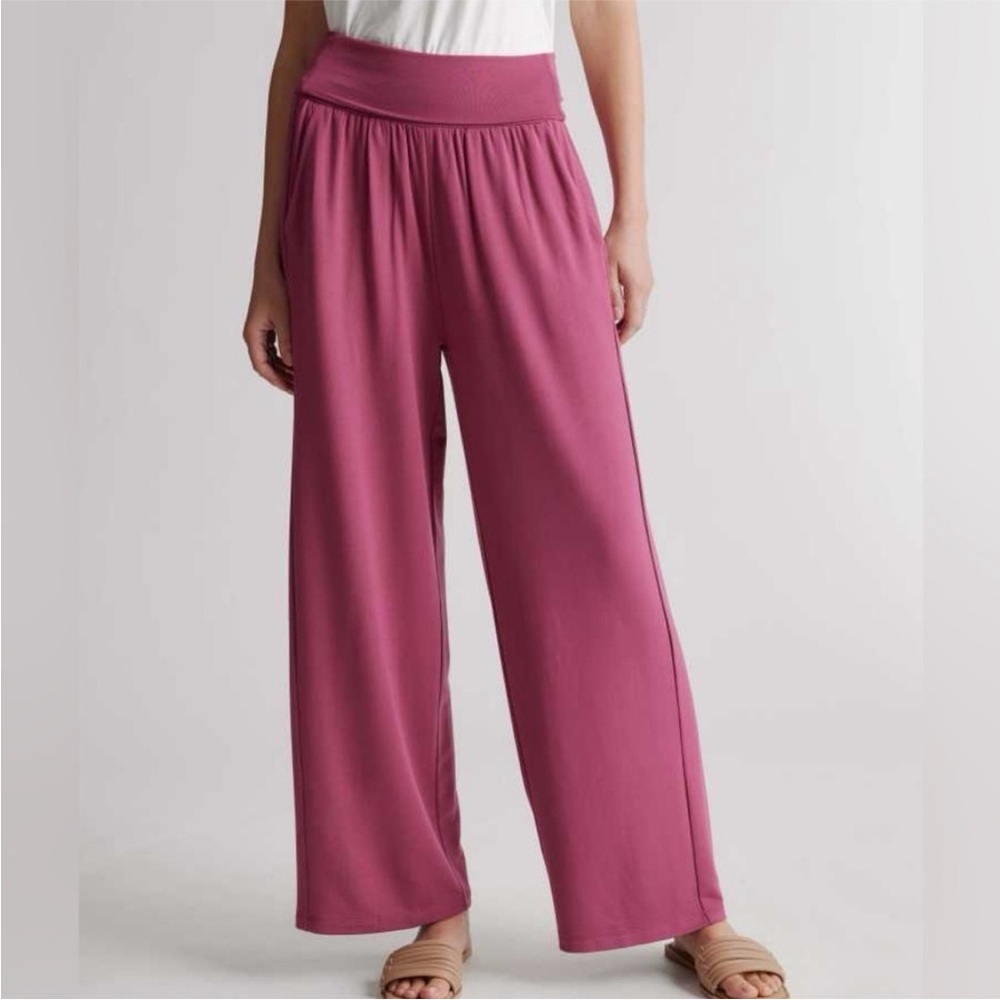 Quince NEW French Terry Modal Wide Leg Pant “Rose” Pink Sz Small